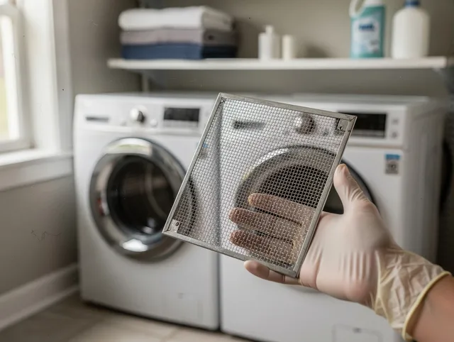 Home Gardens Dryer Vent Cleaning specialist performing detailed lint trap cleaning service in Home Gardens