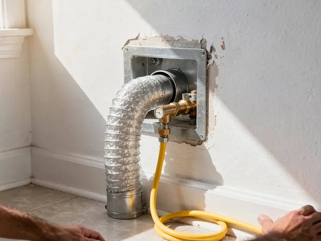 Home Gardens Dryer Vent Cleaning certified technician performing specialized gas dryer vent cleaning in Home Gardens